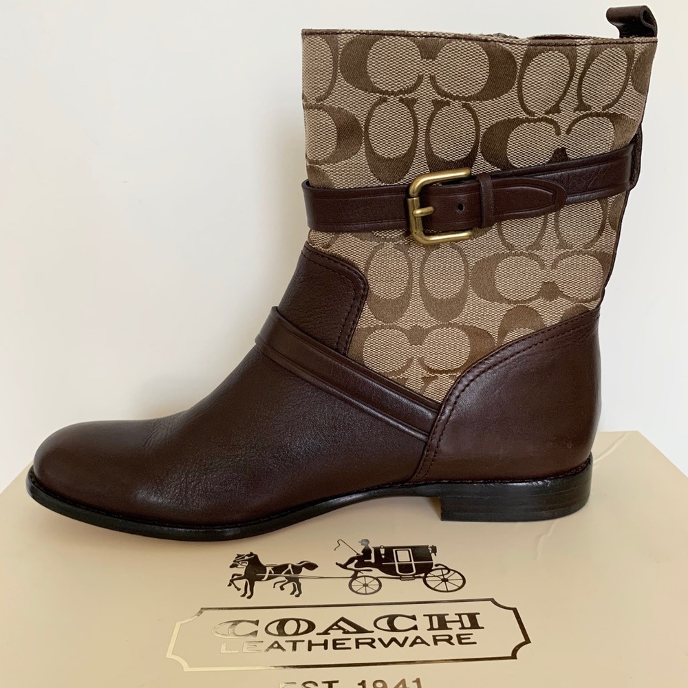 COACH CAMERON SIGNATURE LEATHER BOOTS